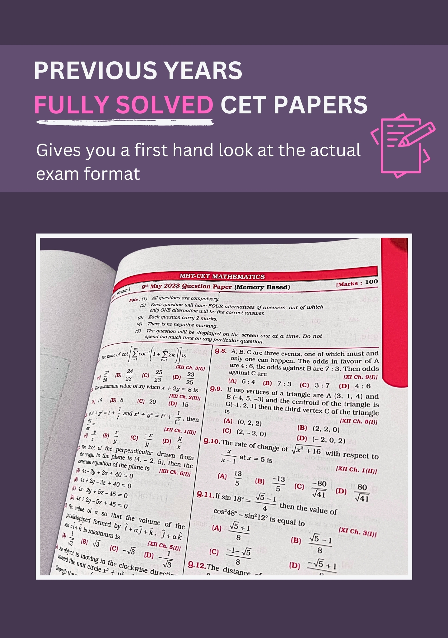 MHT CET Mathematics Notes - Std 11 & 12
